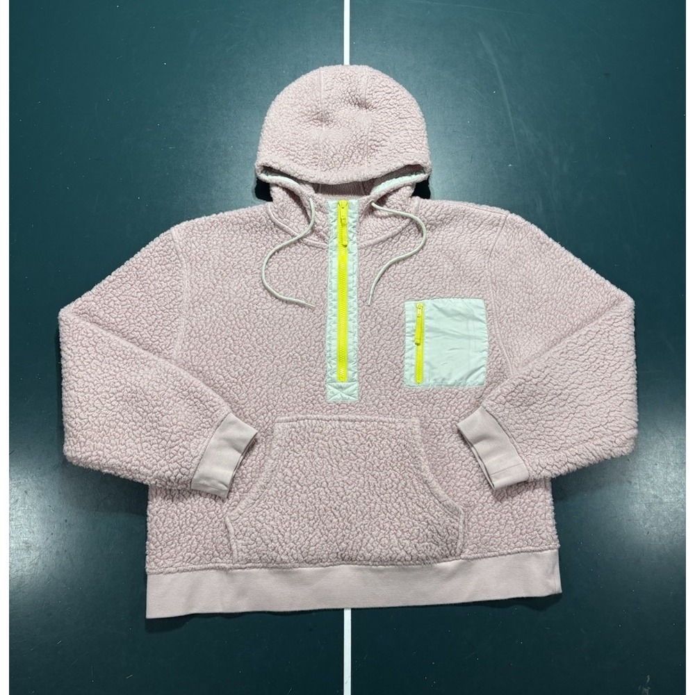 J.‎ Crew Sherpa Hoodie Sweatshirt Half Zip Women's XL Fleece Polartec Pink